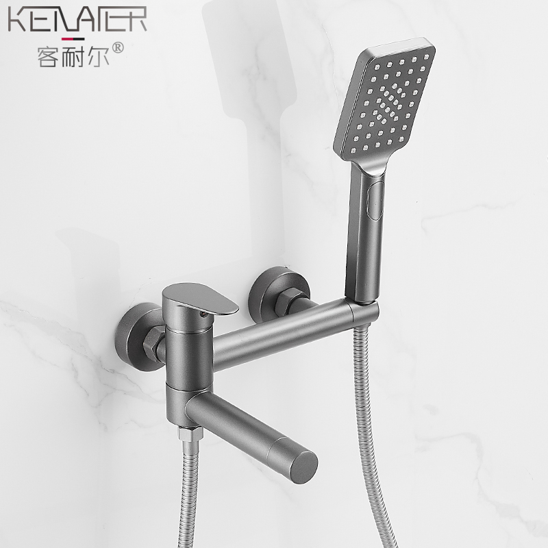 Gun Grey Bathtub Tap Full Copper Mixed Water Valve Make-up Room Bath Booster Shower Head Bathroom Shower Shower Kit