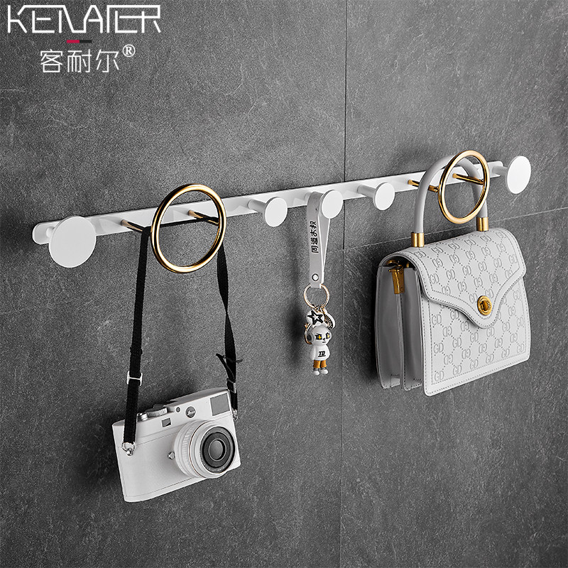 White all-copper hanging clothes hook in door Xuanguan clothes hanger hanging rack wall-mounted wall free of perforated wardrobe clothes hat rack