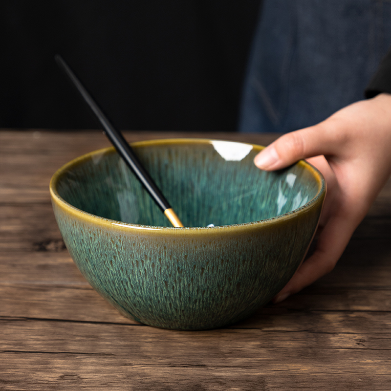 Ceramic bowl individual household jobs restoring ancient ways salad bowl of soup bowl rainbow such use steamed egg bowl of creative move variable glaze tableware