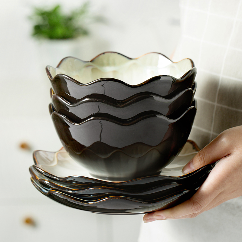 Breakfast tray with irregular plate plate of creative move salad plate of fruit bowl beefsteak disc ceramic tableware