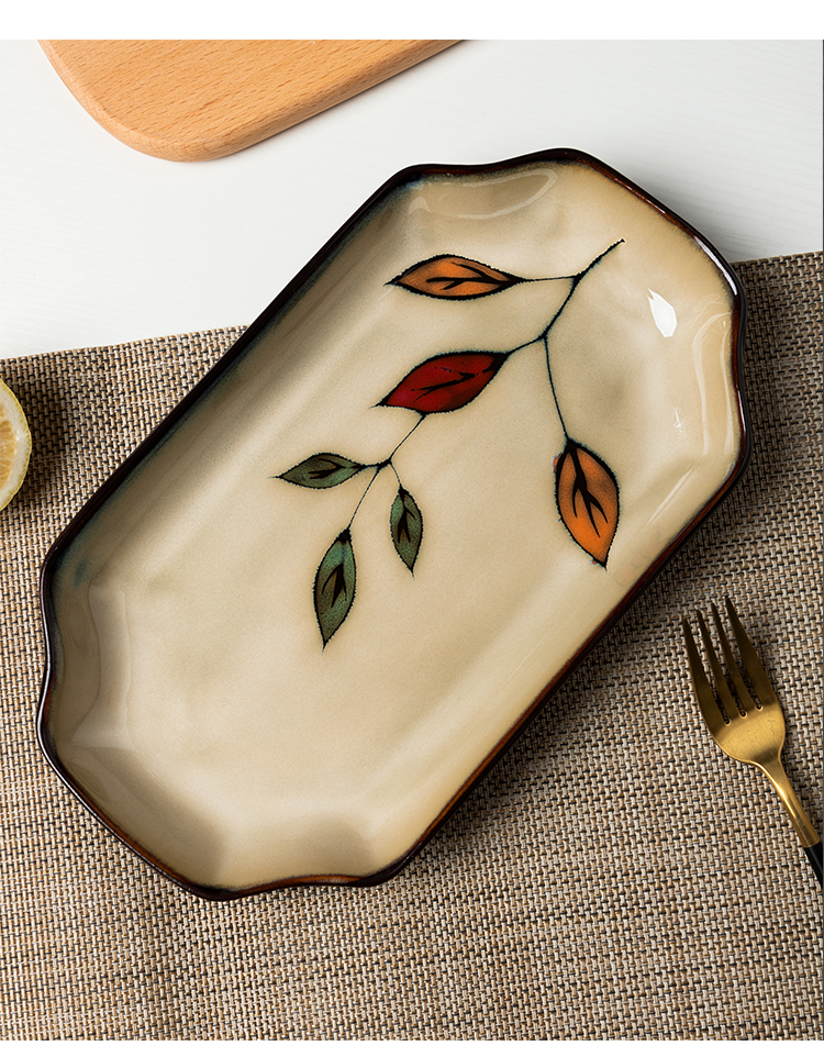 The Fish dish for household heating snack plate 10 inches plate creative move rectangular plate steamed Fish plate ceramic tableware