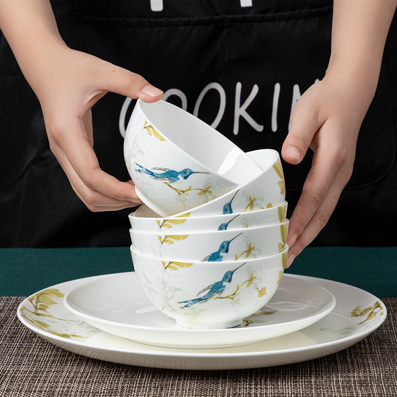 Dishes suit household of Chinese style and contracted 6 ipads porcelain tableware Dishes combine bowl bowl dish gaochun ceramics