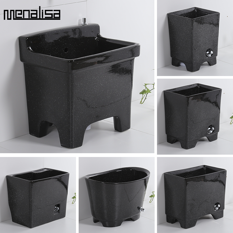 Mop Pool Black Home Pier Cloth Floor Type Outdoor Garden Wash Pool Ceramic Trough Toilet Balcony Washbasin-Taobao