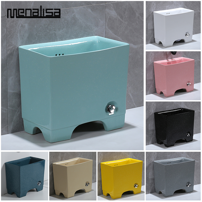 Touch pool household balcony washing basin pier floor ceramic network red height ultra-narrow outdoor toilet small