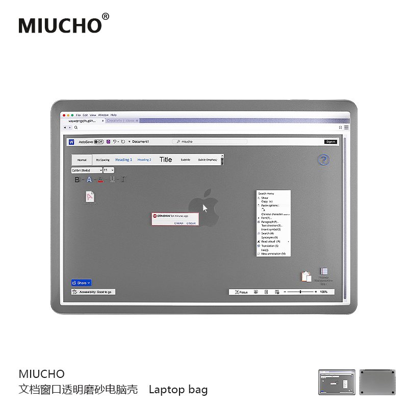 Miucho Document Window Apple Computer Case 2026 New Model M5 Compatible with Air15 M2 Laptop Case Macbookpro 14inch Matte Transparent Pro 16inch Anti-Collision Protective Hard Case