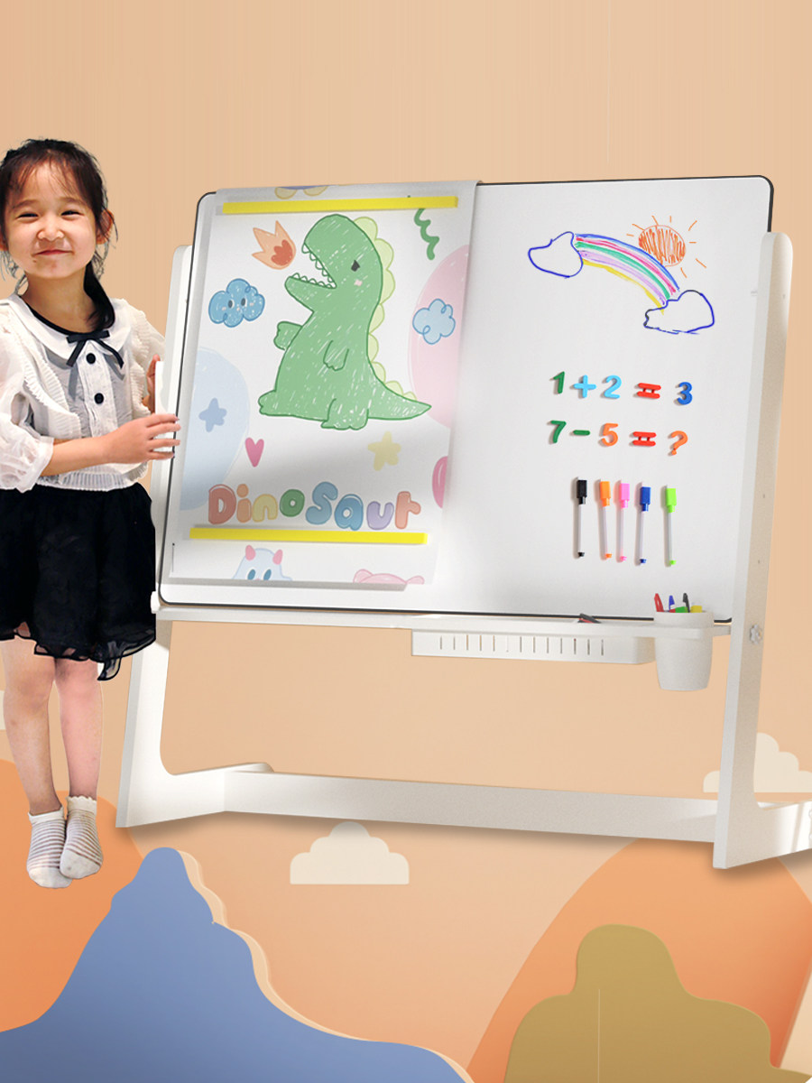 Children's Household Movable Magnetic Double-Sided Large Whiteboard Stand-Type Small Blackboard Drawing Board Writing Board Teaching Graffiti