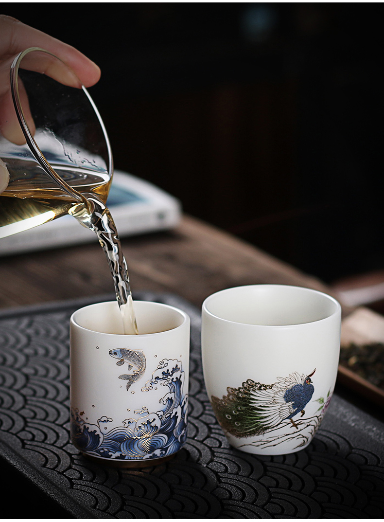 Ceramic cups sample tea cup cup fragrance - smelling CPU master cup pure manual boss tea cups of jade cup, small cup