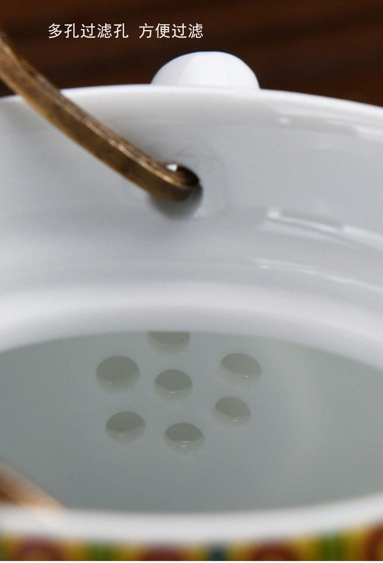 Colored enamel tea kettle ceramic household pure manual side pot of kung fu teapot little teapot girder single pot pot