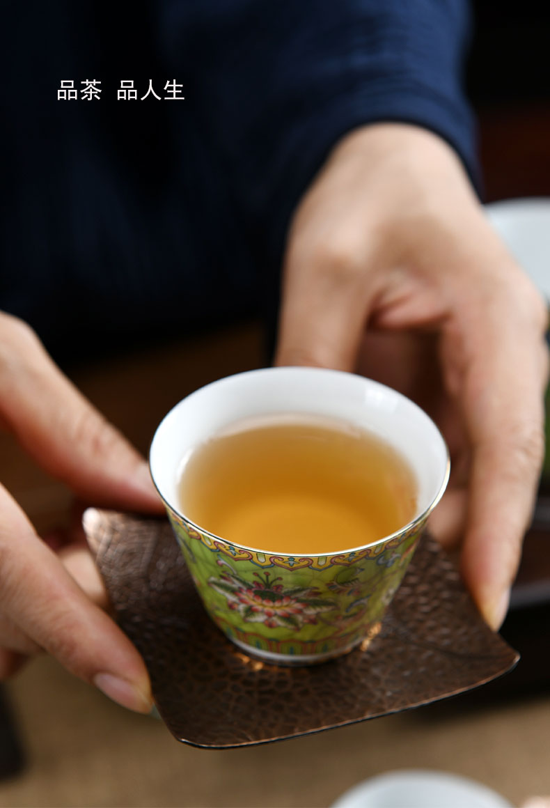 Ceramic cups kung fu tea cups a single small cup sample tea cup colored enamel hat to fullness tea cup, master cup