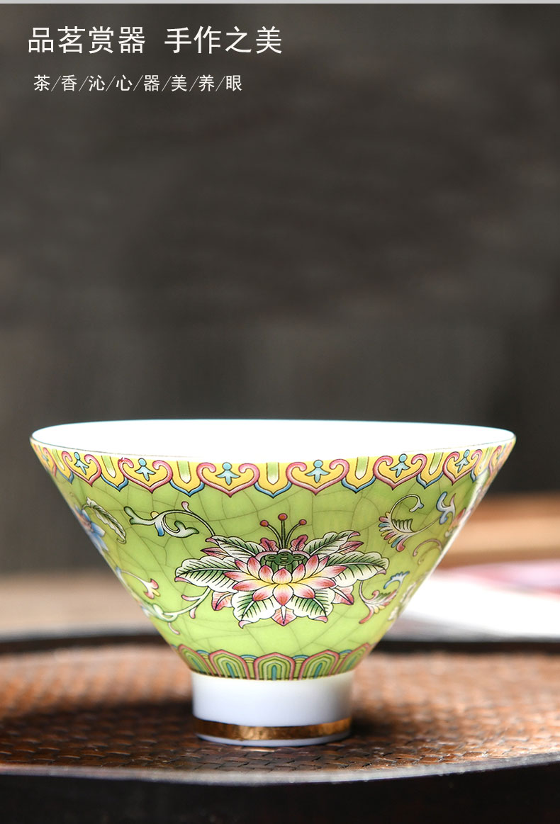Ceramic cups kung fu tea cups a single small cup sample tea cup colored enamel hat to fullness tea cup, master cup