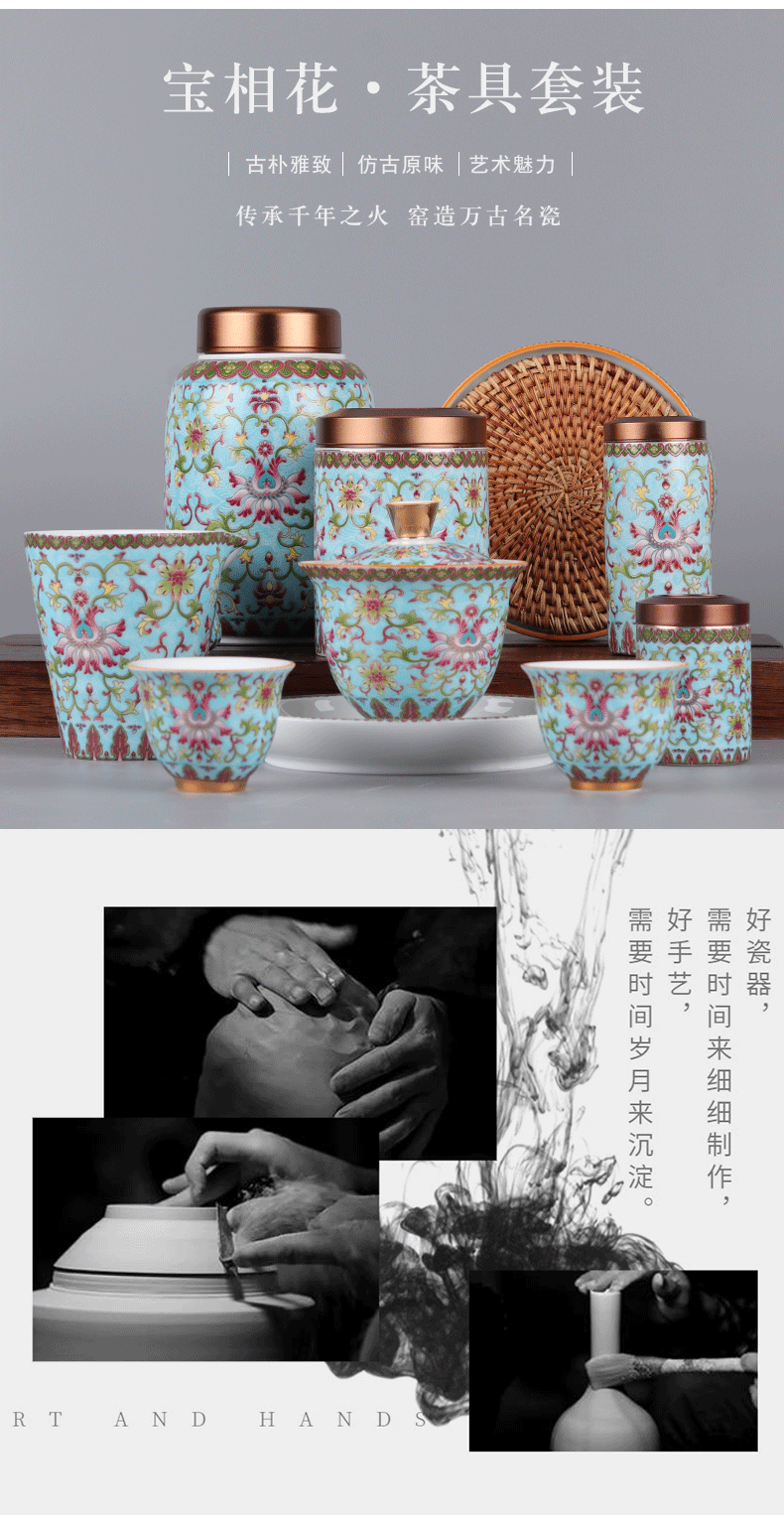 All ceramic enamel made tureen large three teacup saucer only make tea cup pot of white porcelain kung fu tea set