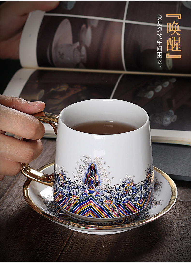 High - end gift mugs with cover filter household ceramic cups boss glass tea cup custom office