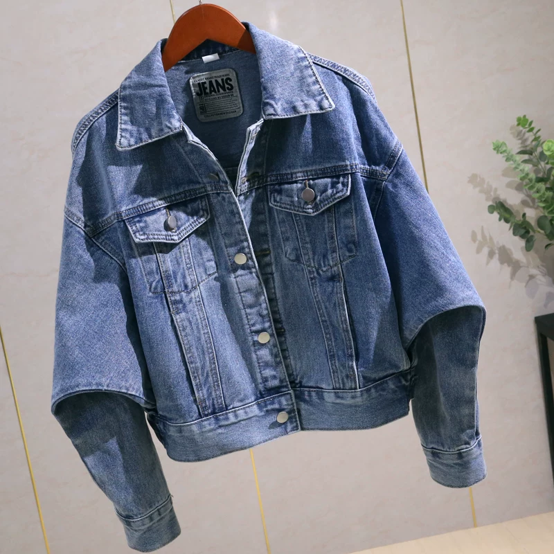 Autumn denim black jacket, Korean style