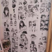 Secondary Meta Teenage Girl Black & White Comic Wall Paper Wallpaper Self-Adhesive Background Wall Day Department Cartoon Bedroom Dormitory Cartoon Poster