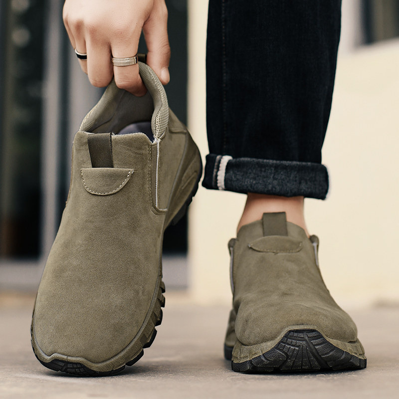 Men's shoes 2023 new autumn and winter non-slip soft bottom One foot pedal sports casual driving without laces outdoor climbing wave shoes-Taobao