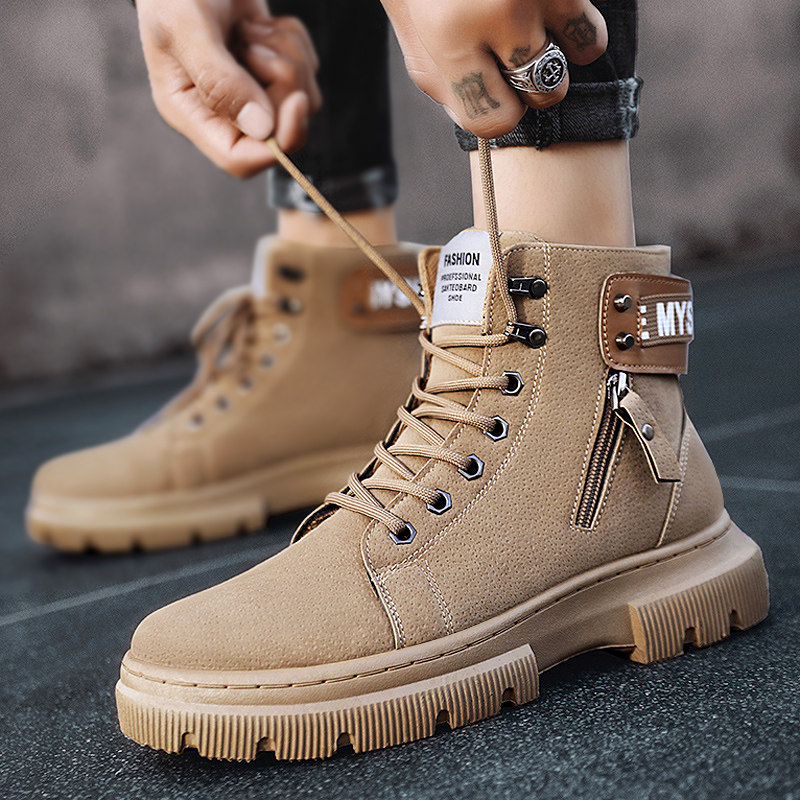 South Pole men's shoes Winter style gush snow ground cotton shoes fur integrated Inn wind retro high cylinder tooling Martin boots