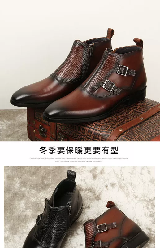 Mùa thu và mùa đông mới giày da nam cao cấp giày da nam Goodyear giày da cao cấp da bò nam giày cao cổ ngắn xu hướng - Kính râm