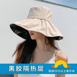 【大帽檐】UV黑胶防晒遮阳帽子