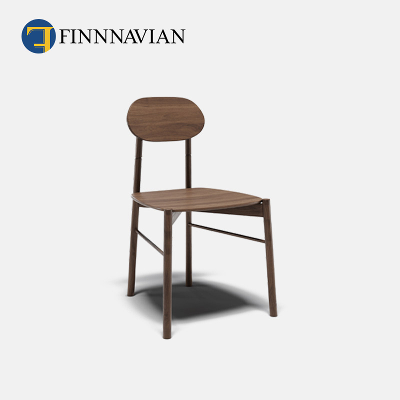 FINNNAVIAN Modern Simple Dining Chair Black Walnut Solid Wood Chair Bokken Dining Chair