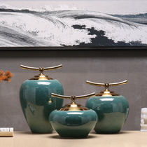 Modern Nordic New Chinese ceramic alloy decorative can ornaments Living room TV cabinet Wine cabinet Entrance handicraft display