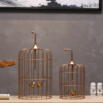 New Chinese style creative Wrought iron metal birdcage model room Hotel club living room indoor TV cabinet entrance decoration