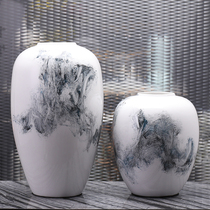 New Chinese ceramic vase decoration living room flower arrangement Light luxury Nordic hand-painted creative simple flower decoration