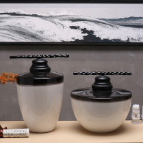 New Chinese style modern creative hand-painted ceramic storage tank ornaments model room hotel porch TV cabinet decoration