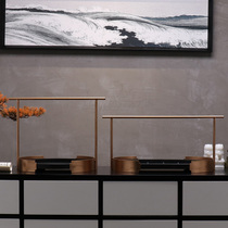 New Chinese style modern creative Wrought iron metal tray decorative frame ornaments Model tenant hall carrying box decorations