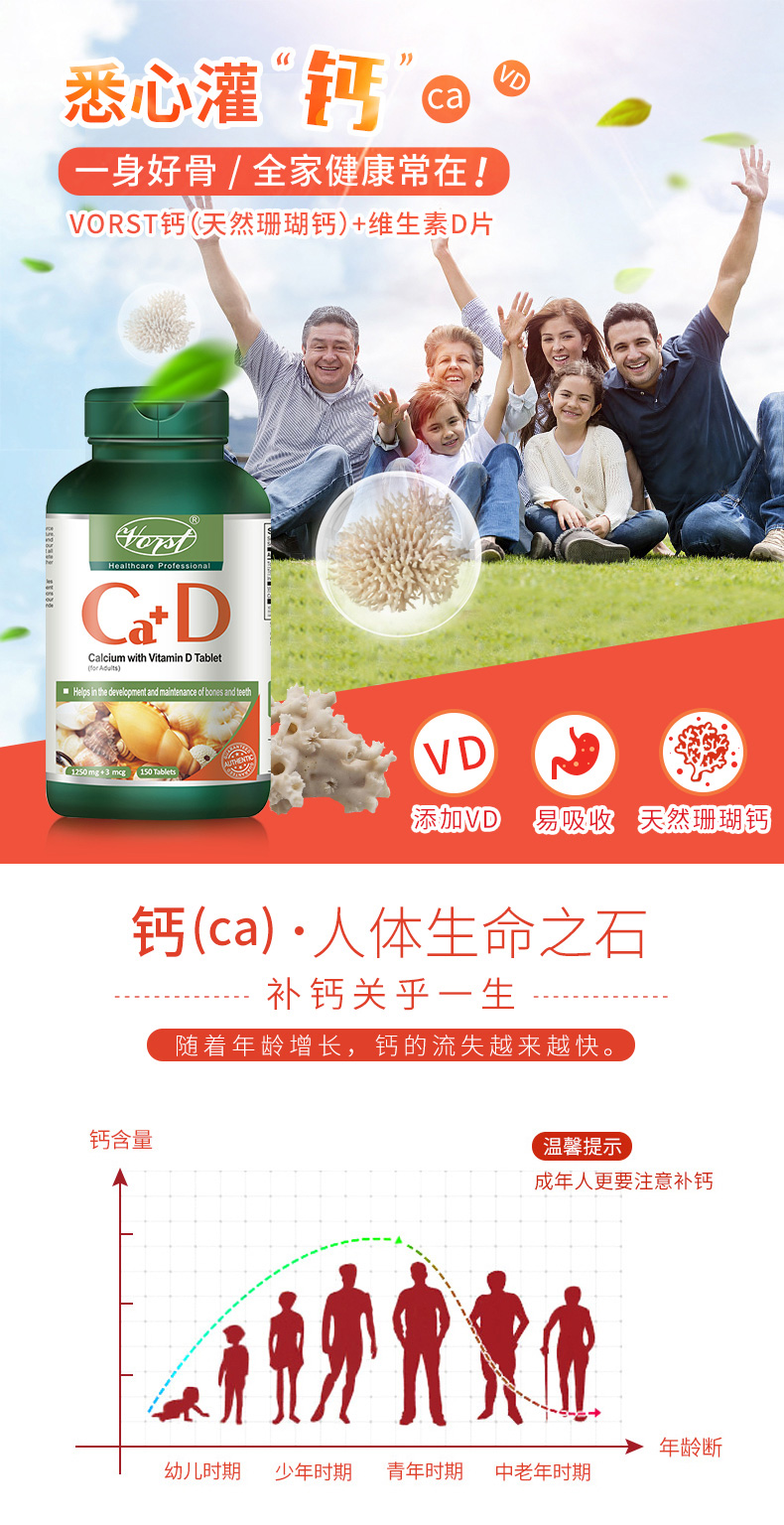 VORST成人钙片+维生素D片