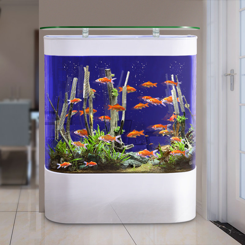 Fish tank living room large screen household glass water-free ecological bottom filter acrylic goldfish tank against the wall