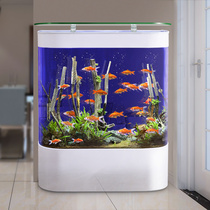 Fish tank living room large screen household glass free water ecological bottom filter Acrylic goldfish tank against the wall