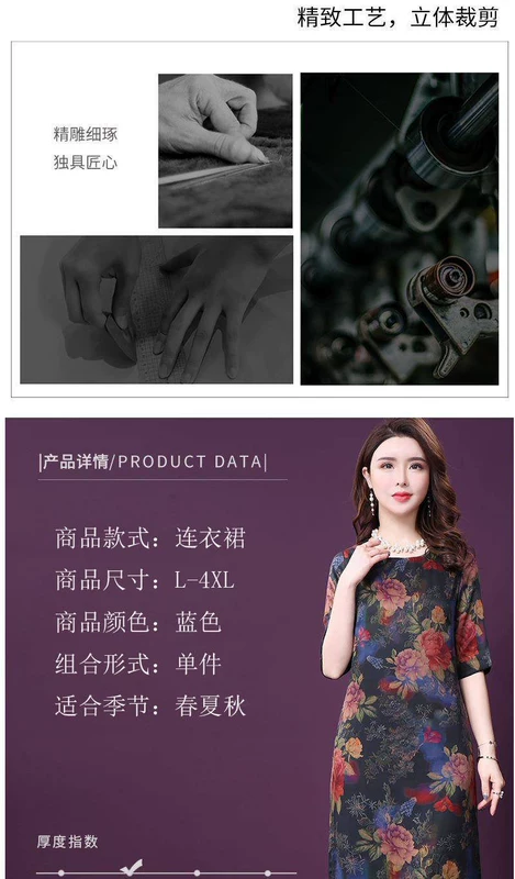 Mùa hè 2019 mới của phụ nữ năm điểm tay áo giả lụa A-type in lụa mô phỏng cỡ lớn - A-Line Váy đầm xòe trễ vai voan