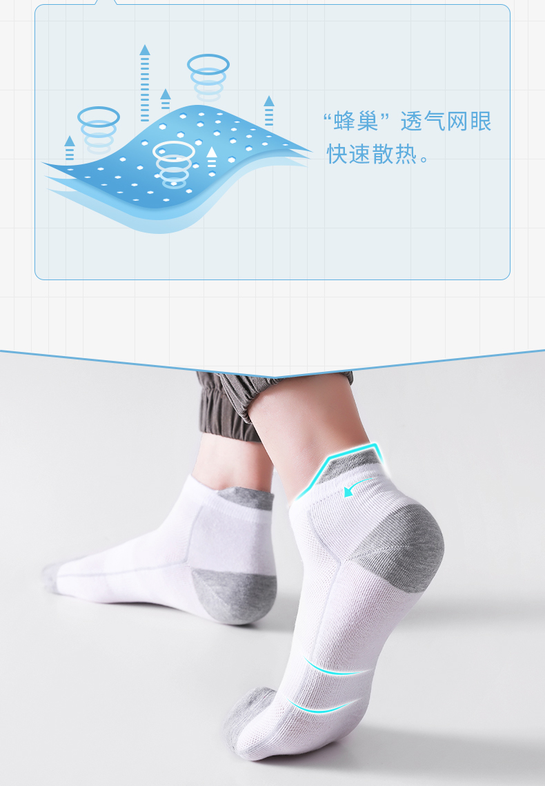 樱妮诗菲 夏季薄款 男士运动袜 7双 结构设计不错 图4