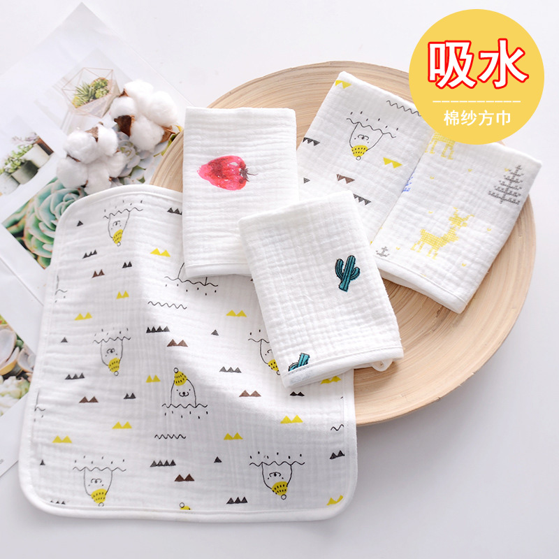 New crepe cloth wrapping side towels pure cotton yarn baby saliva towel child baby wash face small towel baby supplies