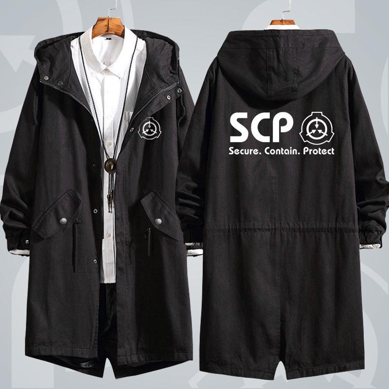 SCP Foundation medium and long version of the coat Anime windbreaker jacket male and female students autumn and winter cardigan hooded clothes