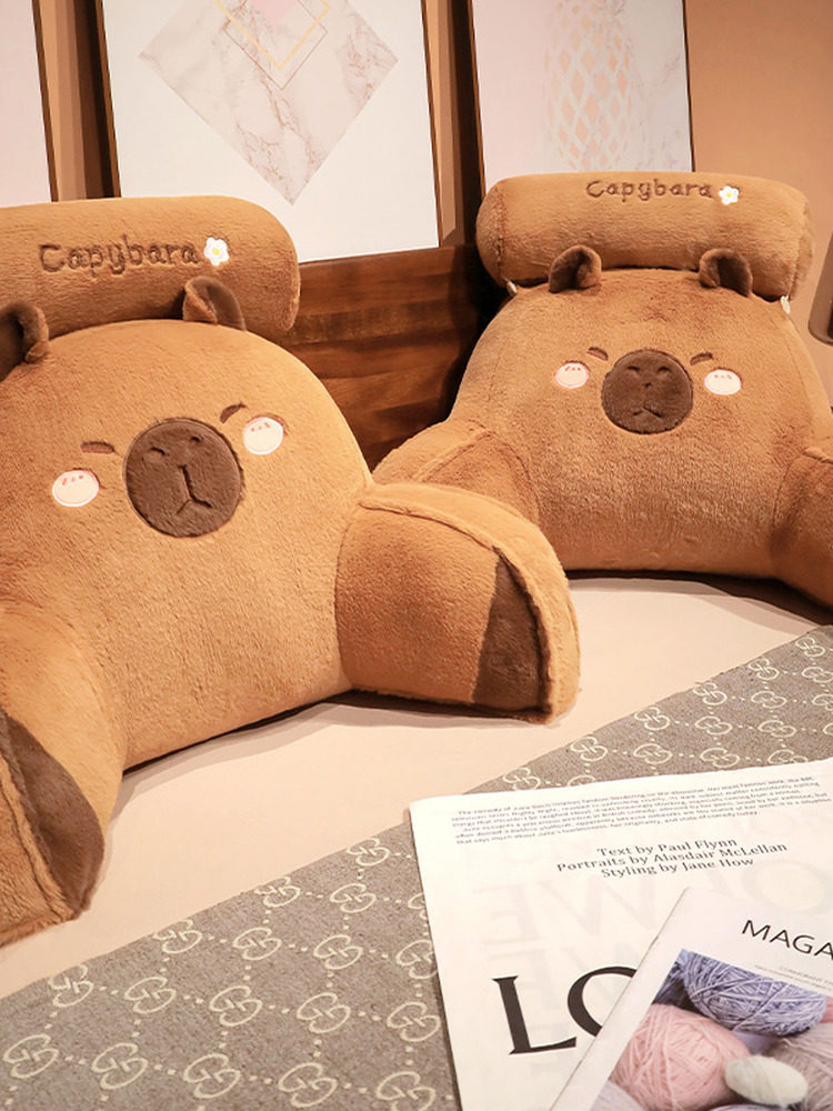 Cute Cartoon Bear Bedside Cushion Plush Waist Support Back Cushion Office Sofa Pillow