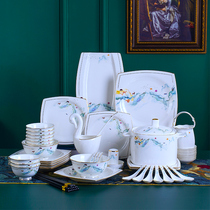 Bowl Suit Home Bone Porcelain Sketching Phnom Penh Light Extravagant View of the Town Cutlery Bowls Tray European-style Ceramic Jo to be delivered with a gift