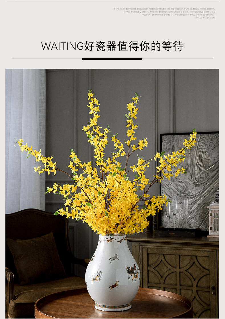 New Chinese style big ceramic vase club hotel catering clothing dry flower arranging flowers sitting room adornment flowers, furnishing articles