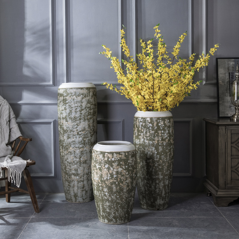 Chinese style restoring ancient ways of large vases, ceramic furnishing articles pottery sitting room hotel decoration flower arranging dried flowers thick ceramic bottle