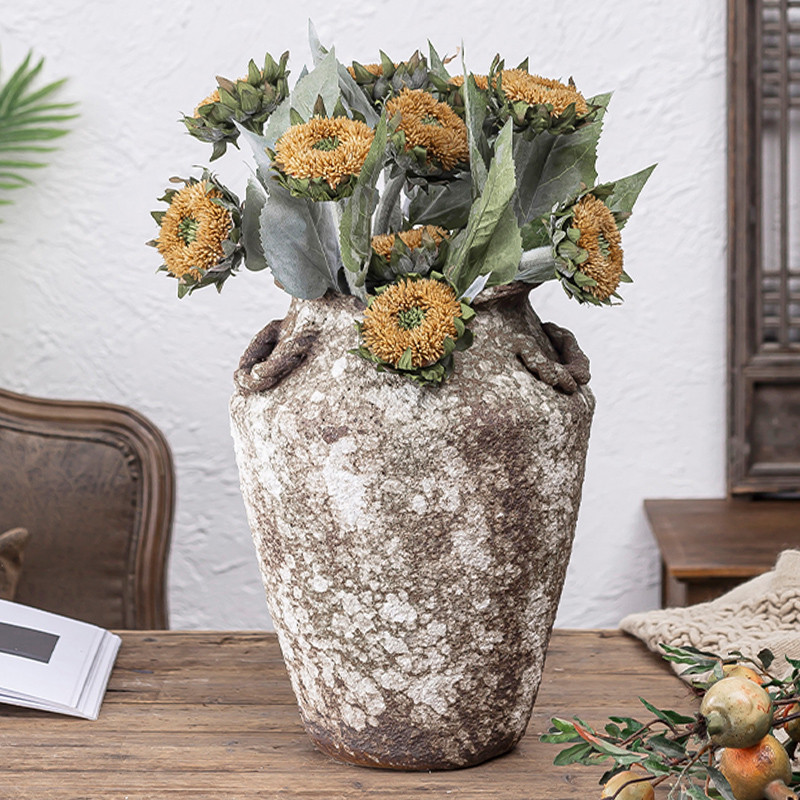 Coarse pottery flowerpot round POTS big yards pottery cylinder happens the diameter of inside and outside the balcony convergent flowerpot Coarse pottery basin combination