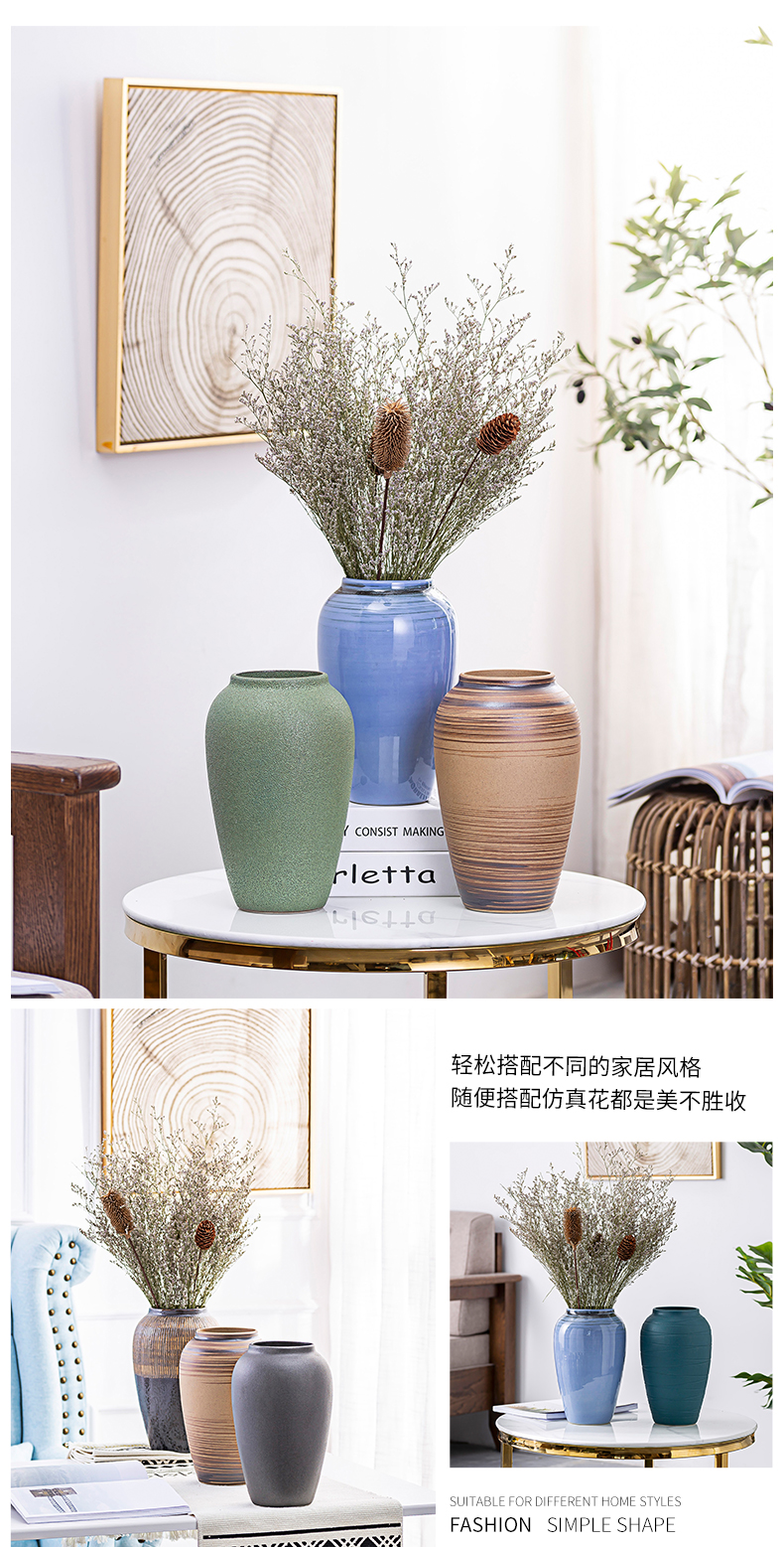 Small and pure and fresh see colour transparent ceramic vase hydroponic other European sitting room of rural household furnishing articles dried flowers in the vase