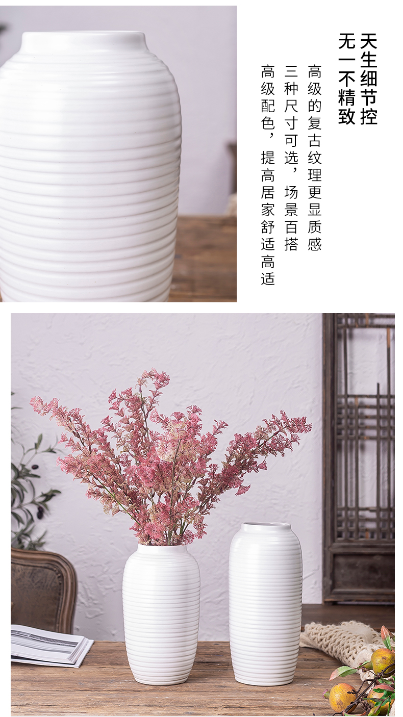 The white ceramic hydroponic bottle Jane modern Nordic furnishing articles living room flower arrangement table dry flower vase suits for