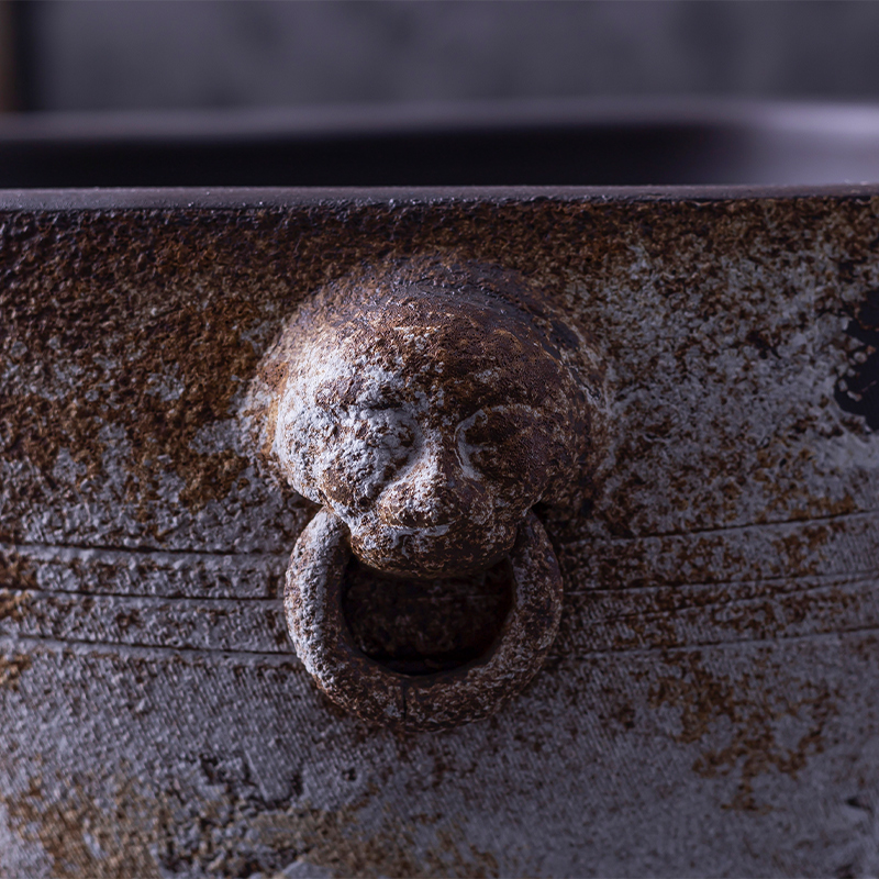 Ceramic lion archaize VAT coarse pottery checking square tank flowerpot restoring ancient ways tank floor furnishing articles courtyard garden