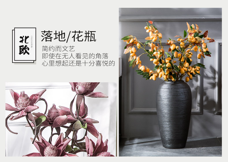 Contracted jingdezhen ceramic floor big vase Chinese flower arrangement sitting room place heavy black pottery suit dry flower flower