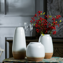 Modern simple ceramic flower arrangement hydroponic vase European living room white dried flower Nordic home decoration ornaments