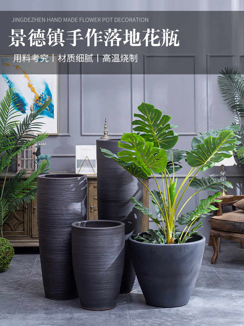 Villa landscape garden flower arranging large decorative furnishing articles Nordic I and contracted sitting room of the white ceramic floor flowerpot