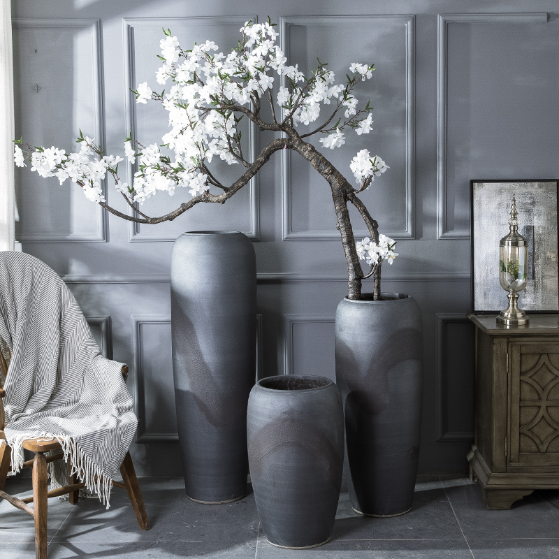 Jingdezhen vintage vase manual coarse landing some ceramic pot sitting room dry flower, flower implement hotel big flowerpot flower arranging furnishing articles
