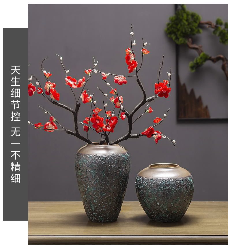 Jingdezhen ceramic decoration of the new Chinese style porch sitting room TV ark, flower arranging zen table dry flower vases, furnishing articles