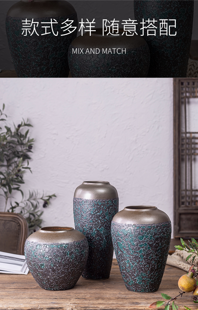 Jingdezhen ceramic decoration of the new Chinese style porch sitting room TV ark, flower arranging zen table dry flower vases, furnishing articles