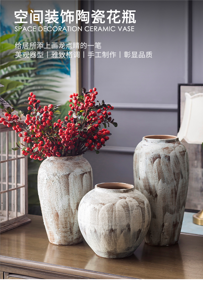 Jingdezhen ceramic vase coarse pottery dry flower arranging flowers restore ancient ways do old earthenware jar flower pot sitting room place soft decoration